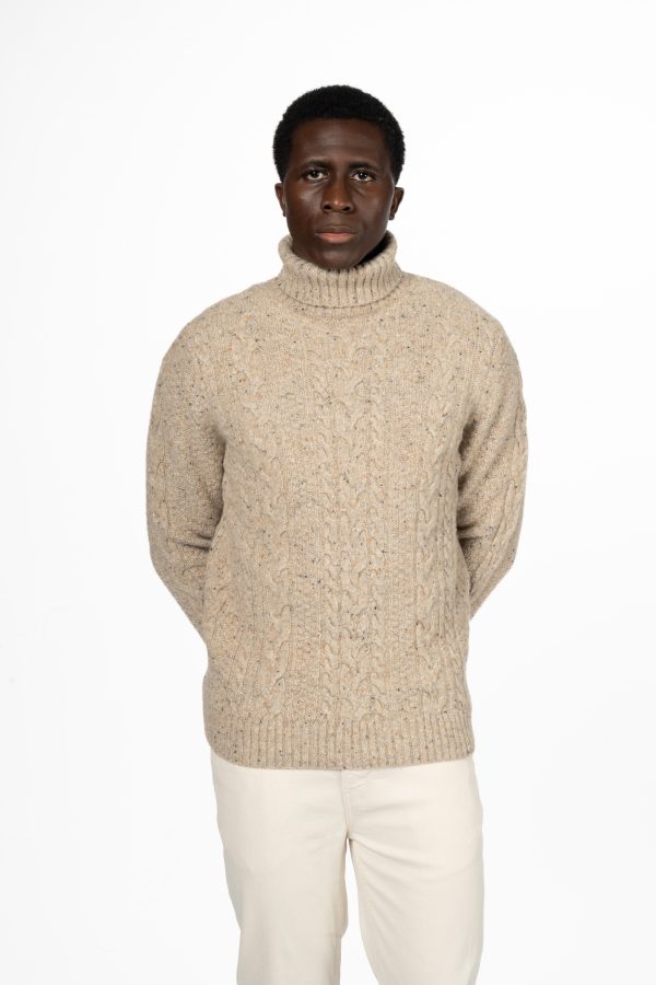 Wool Alpaca Cable Knit Rollneck Jumper – Oatmeal
