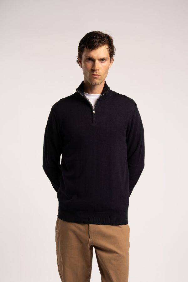 Fine Knit Half Zip Jumper – Navy