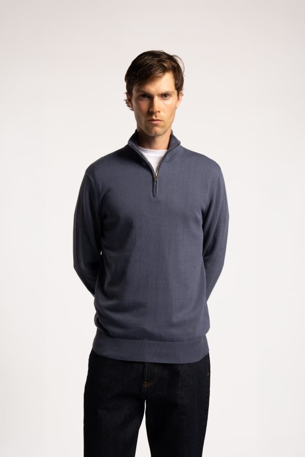Fine Knit Half Zip Jumper – Airforce Blue