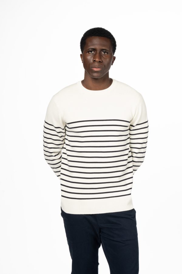 Milano Striped Crew Neck Jumper – Ecru