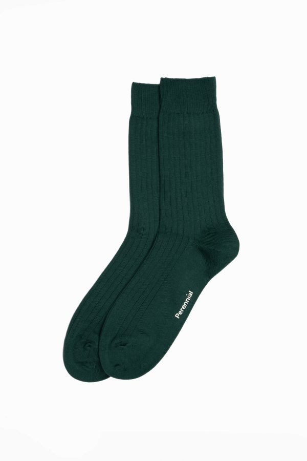 Cotton Fine Rib Socks - Green
