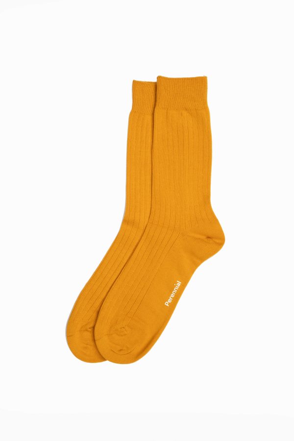 Cotton Fine Rib Socks - Yellow