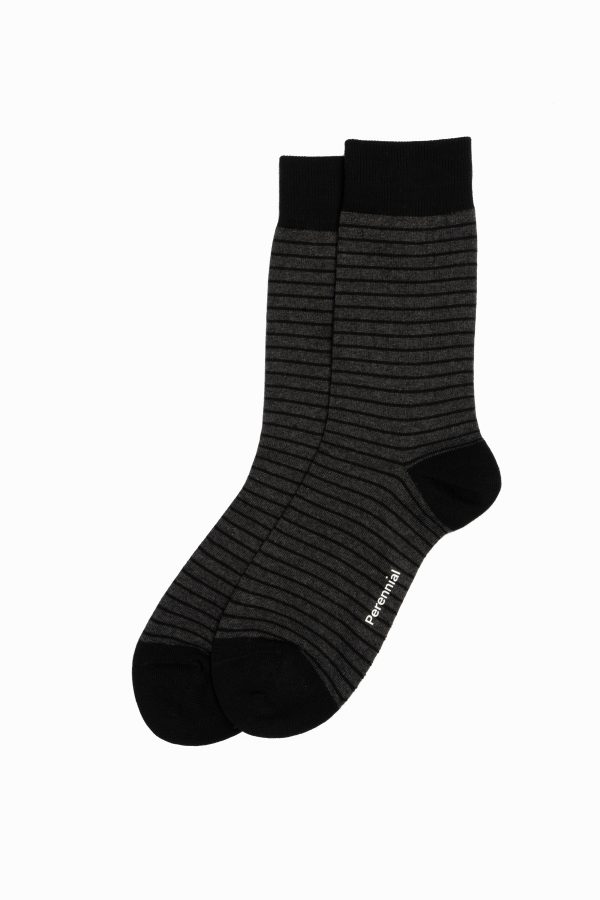 Cotton Pinstripe Socks – Grey Melange
