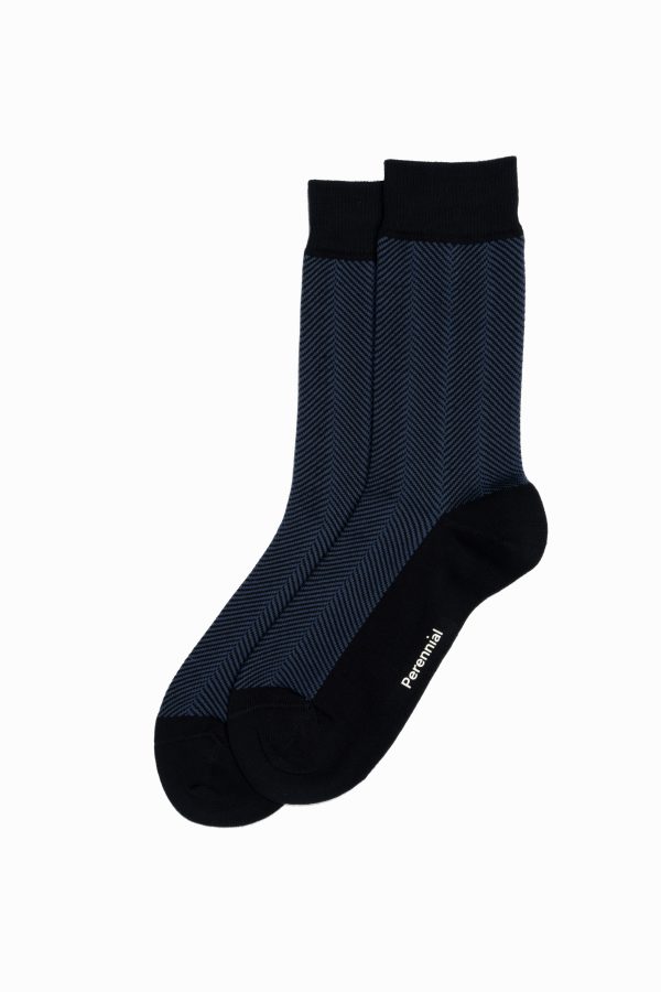 Cotton Herringbone Socks – Blue