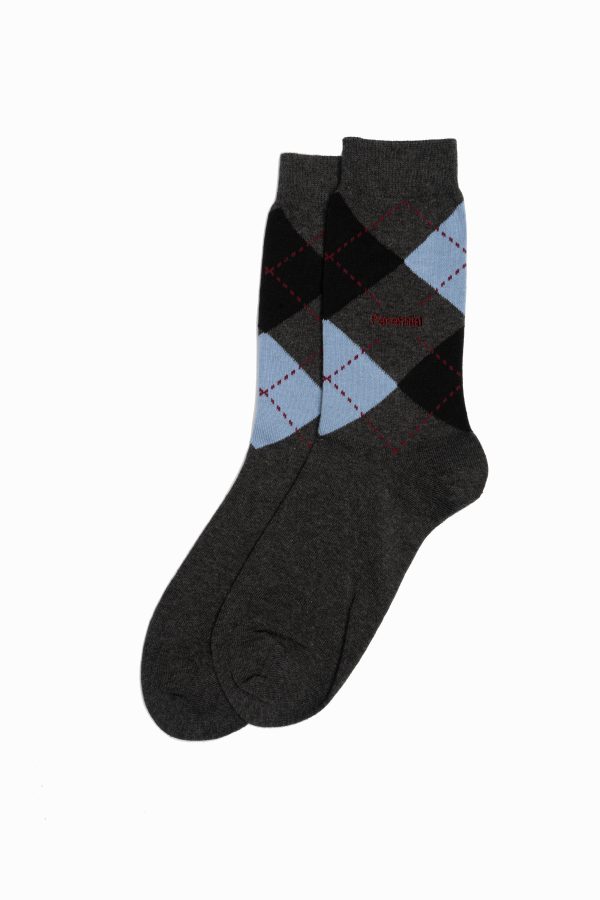 Cotton Argyle Socks – Grey Melange