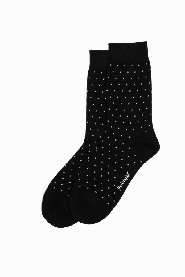 Cotton Pindot Socks – Black
