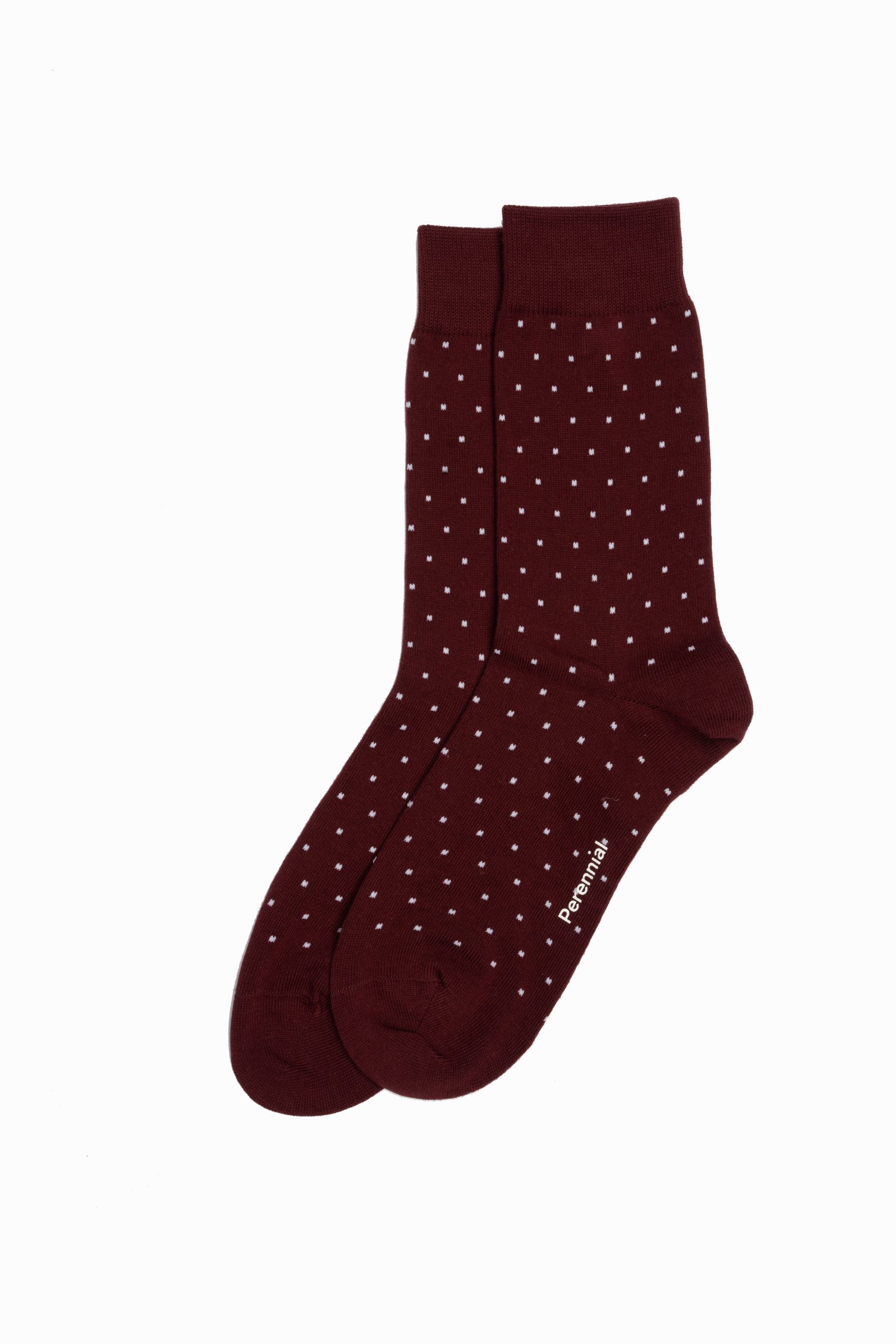 Cotton Pindot Socks – Burgandy