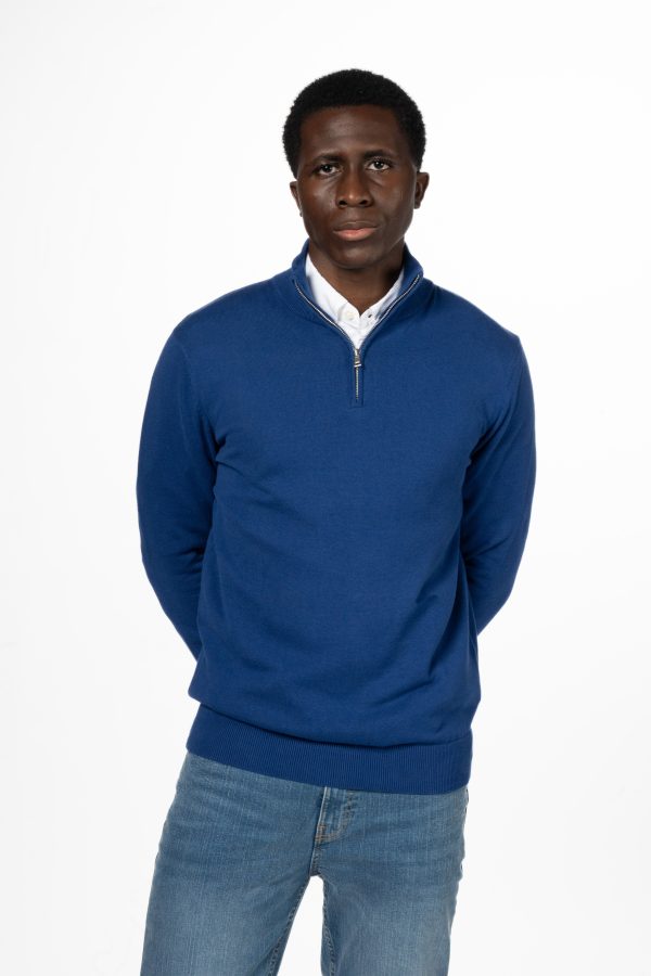 Fine Knit Half Zip Jumper – Cobalt