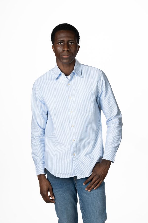 Tailored Fit Striped Oxford Shirt – Sky Blue