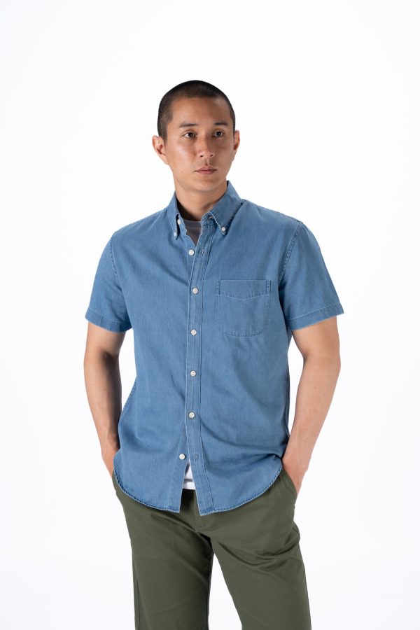 Denim Short Sleeve Summer Shirt - Indigo