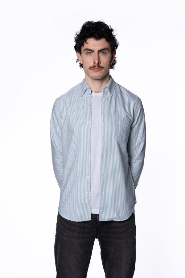 Tailored Fit Striped Oxford Shirt – Green