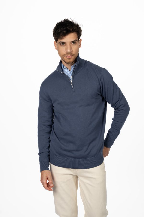 Fine Knit Half Zip Jumper – Airforce Blue