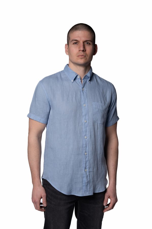 Linen Short Sleeve Summer Shirt – Sky Blue