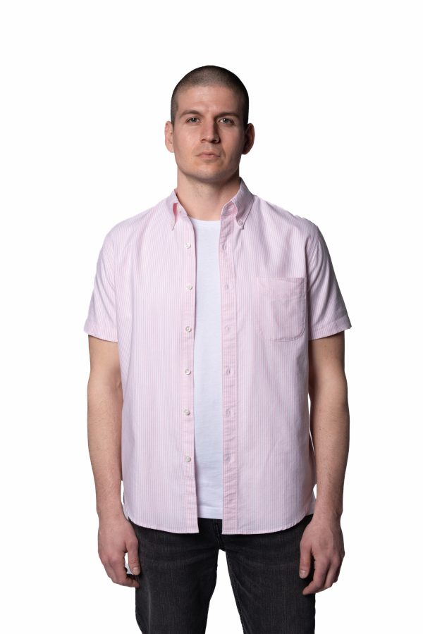 Striped Oxford Short Sleeve Summer Shirt – Pink