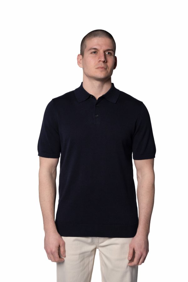Fine Knit Polo – Navy