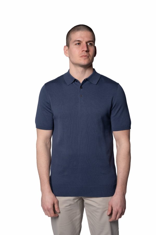 Fine Knit Polo – Airforce Blue