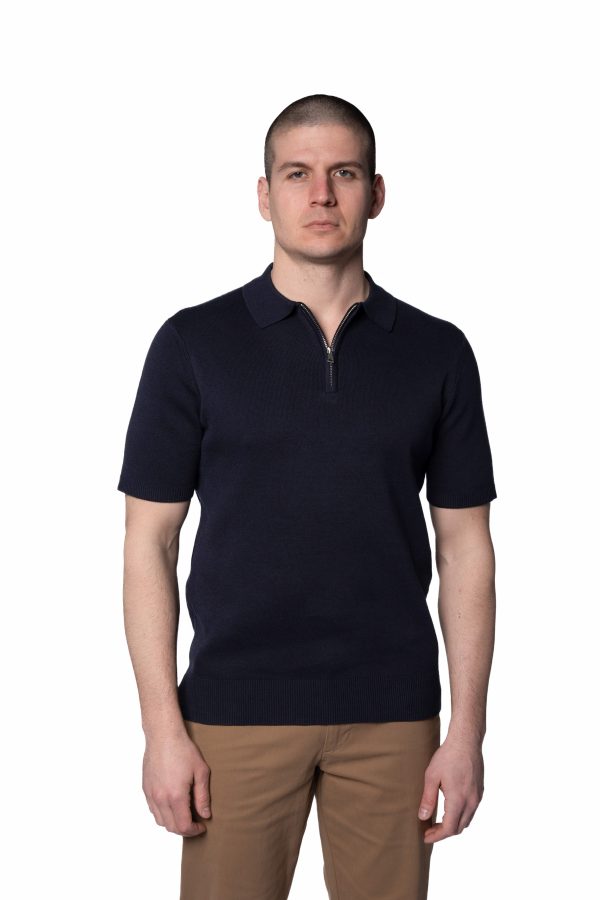 Zipped Polo – Navy