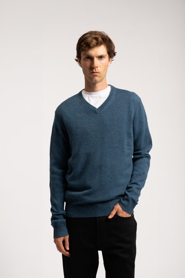 Lambswool V Neck Jumper - Teal