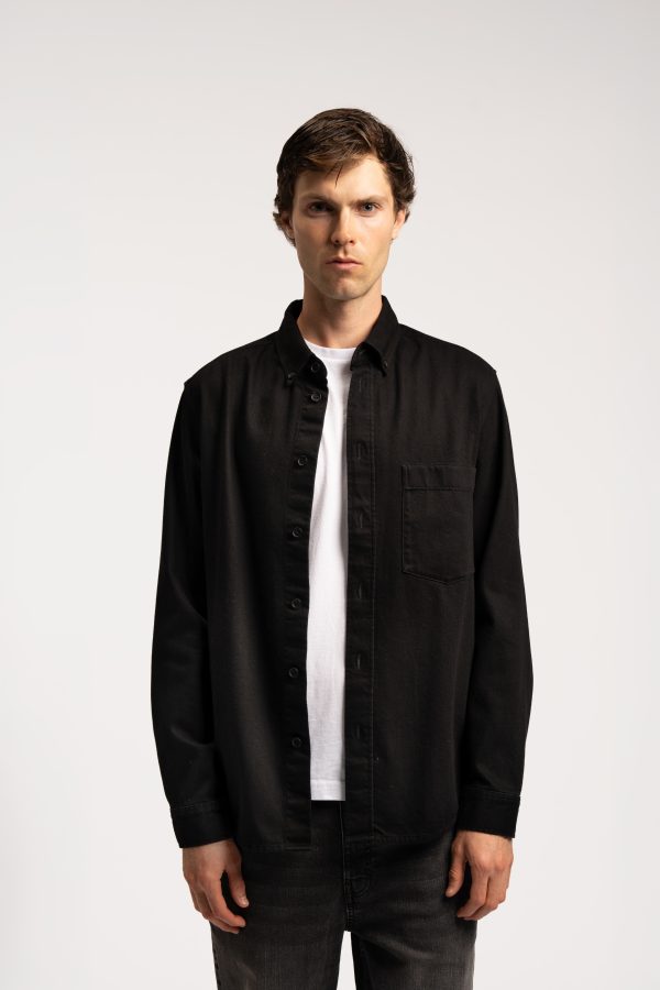 Tailored Fit Heavy Denim Shirt - Black