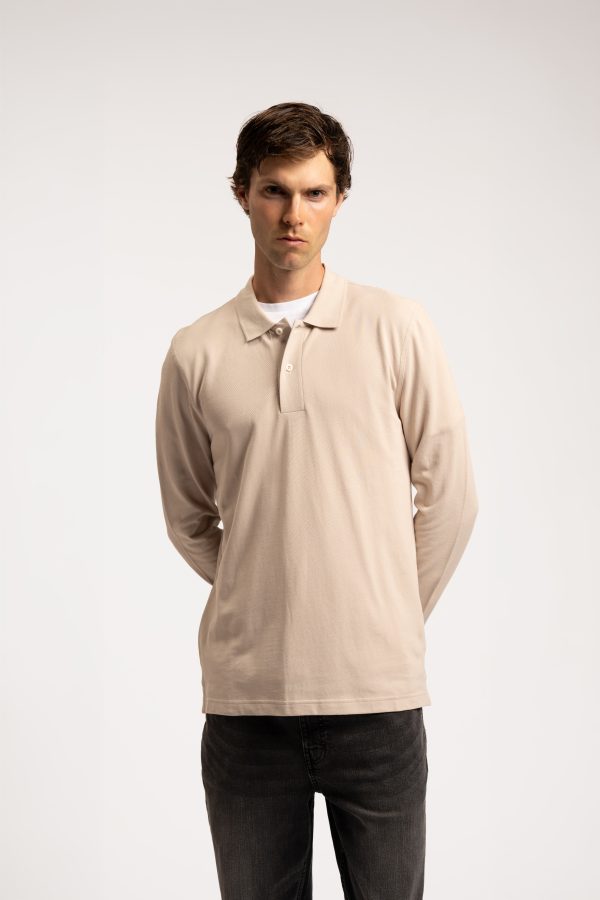 Long Sleeve Polo - Stone