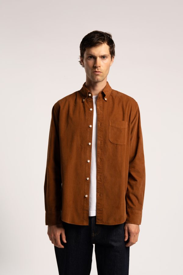 Tailored Fit Corduroy Shirt - Cognac