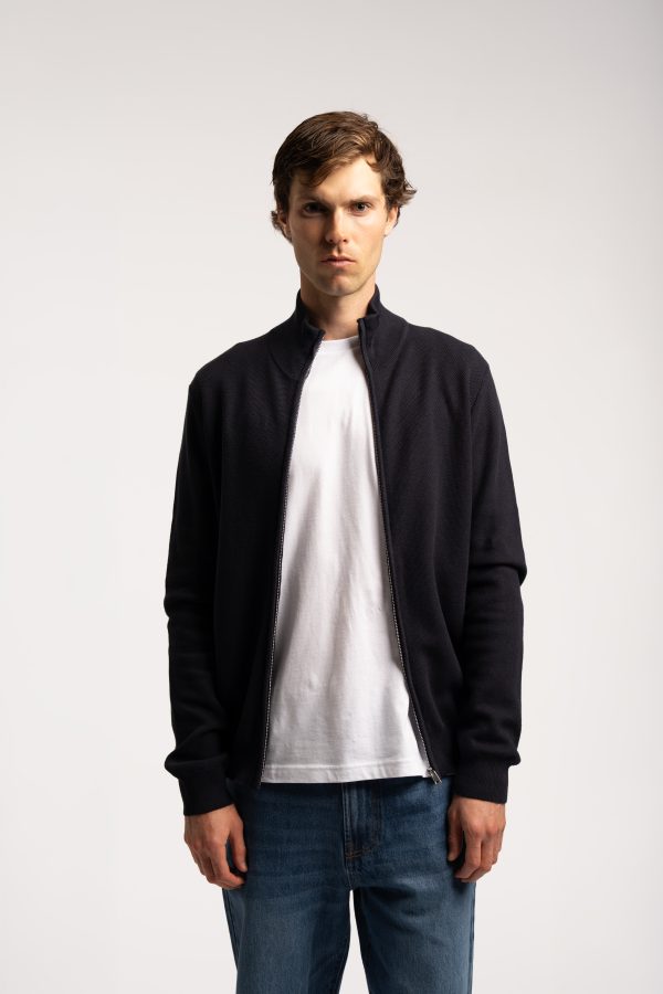 Zip Up Cardigan - Navy
