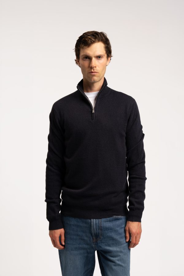 Cashmere Half Zip Jumper - Navy