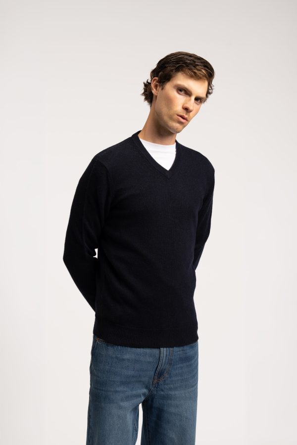 Lambswool V Neck Jumper - Navy