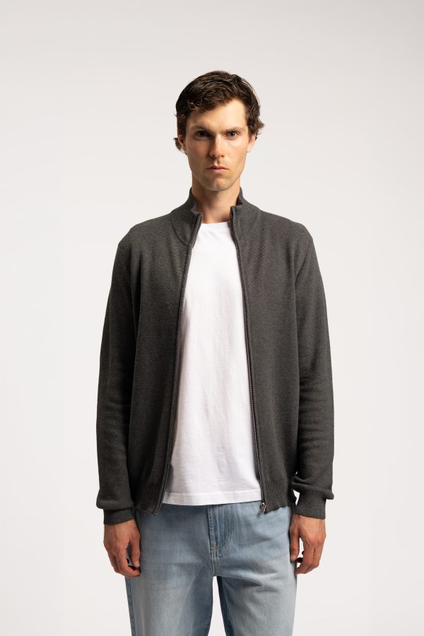 Zip Up Cardigan - Charcoal