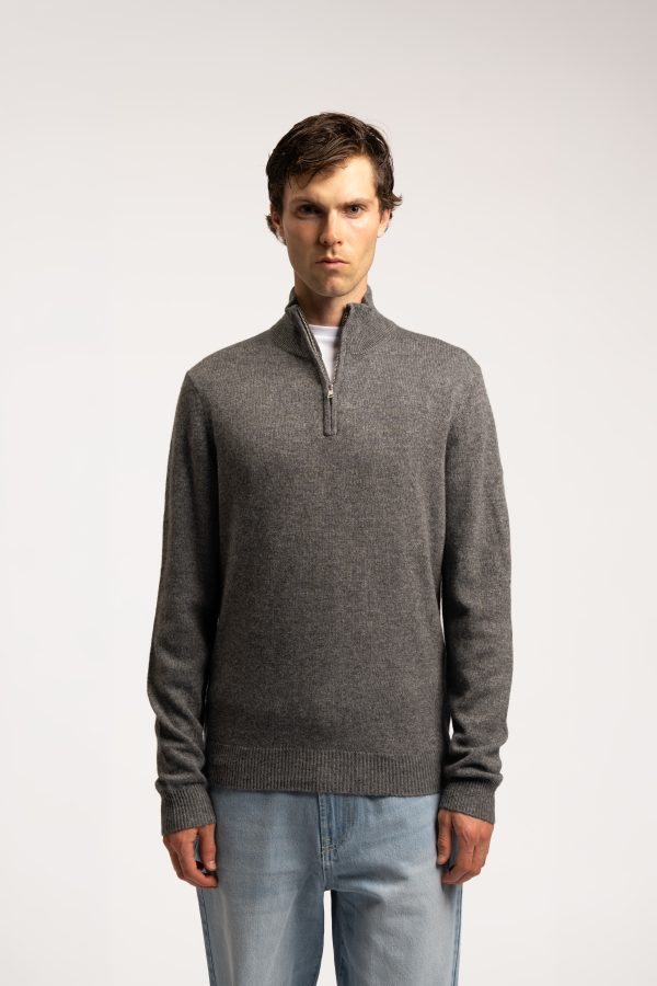 Cashmere Half Zip Jumper - Grey Marl