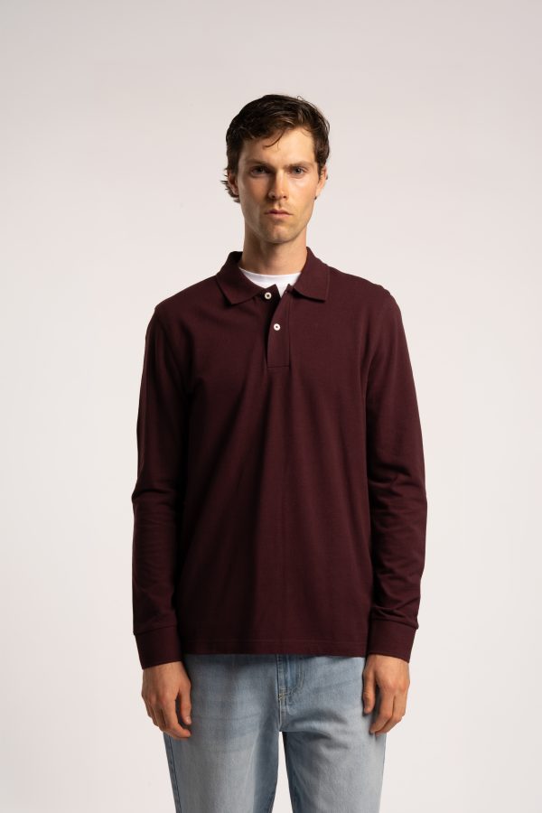 Long Sleeve Polo - Burgandy