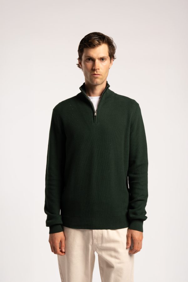 Honeycomb Half Zip Jumper – Evergreen