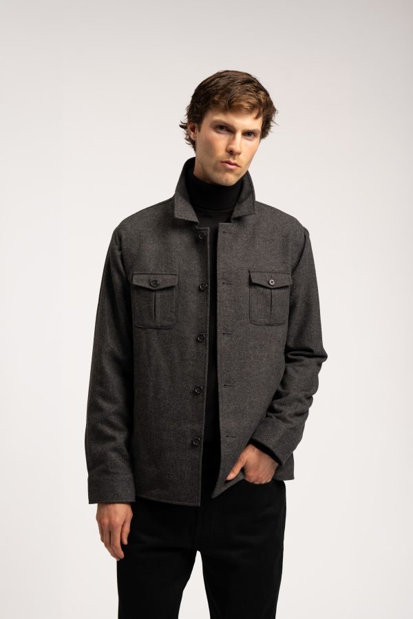 Wool Overshirt Shacket - Charcoal