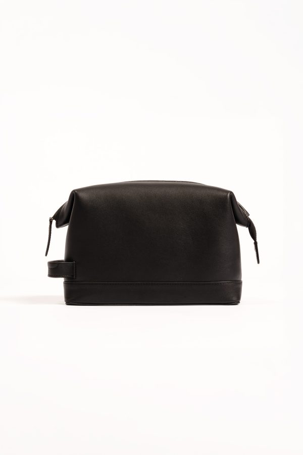 Nappa Leather Wash Bag- Black